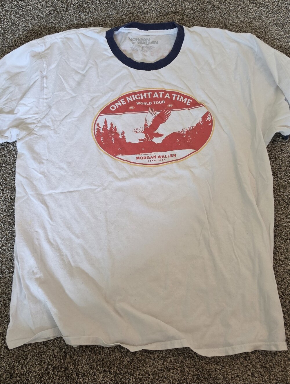 Morgan Wallen Mens White Cotton Ringer Tour T-Shirt